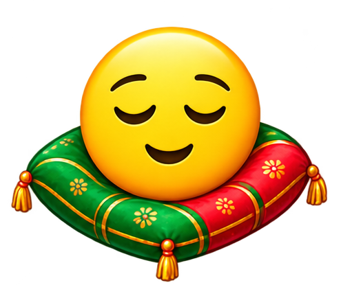 Relaxed sleepy face on cushion